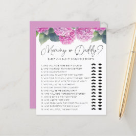 Lámina Hidrangea Baby Shower Mommy o Daddy Games