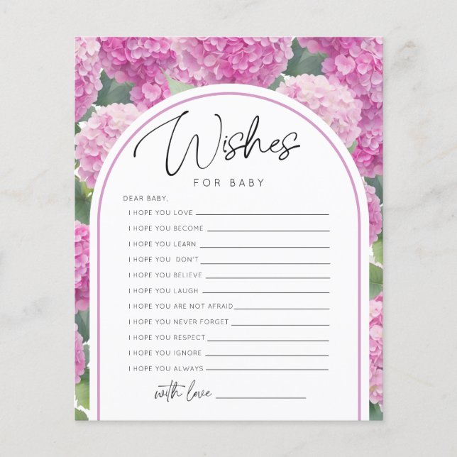 Lámina Hidrangea Baby Shower Wishes Games (Anverso)
