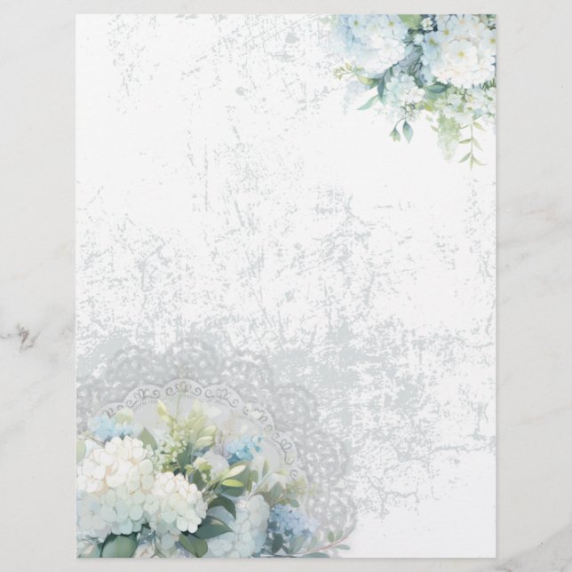 Lámina Hidrangea Blanca Shabby Chic Scrapbook Paper (Anverso)