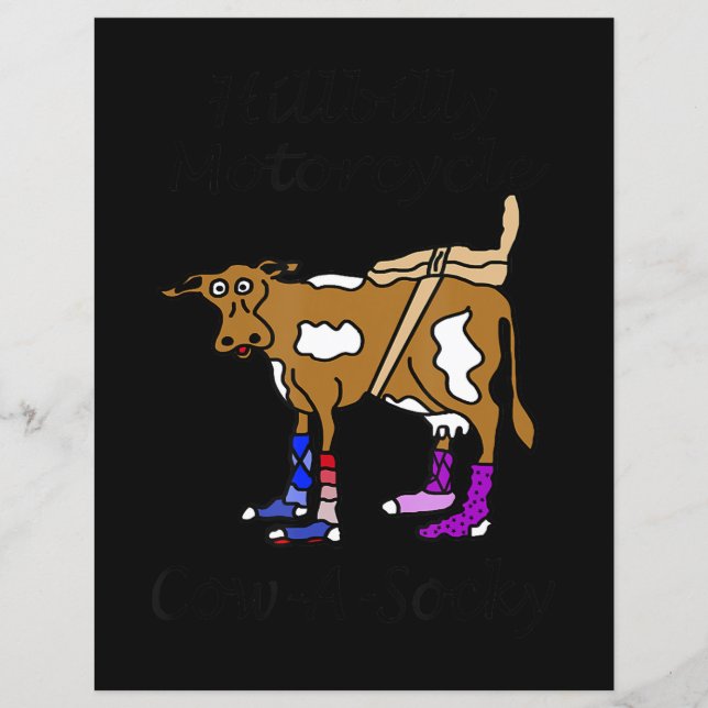Lámina Hillbilly Motorcycle Funny Cow Gift Para Bicicleta (Anverso)