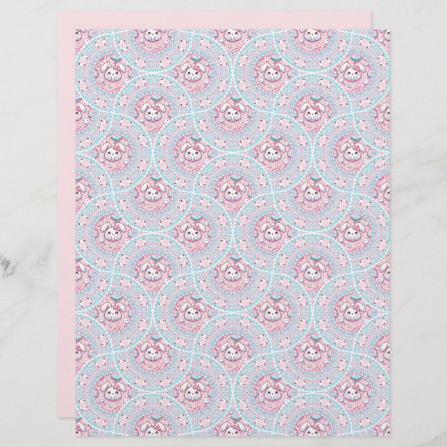 Lámina Hinchas de Art Deco de Cute Pastel Kawaii Bunny Do (Anverso / Reverso)