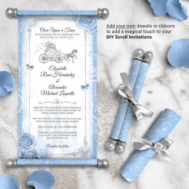 Lámina Historia de hadas Cenicienta Boda Desplazamiento I (DIY Cinderella scrolls do not come with dowels or ribbons. Add your own for an elegant touch!)