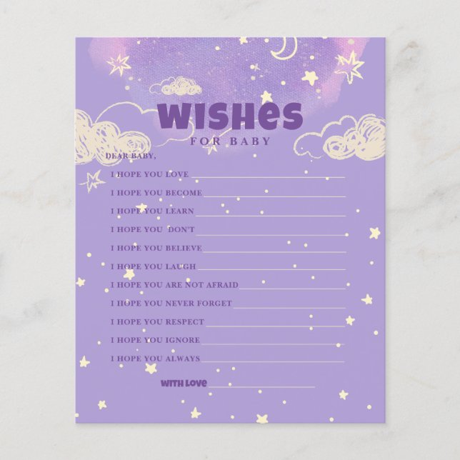 Lámina Hola Baby Purple Dream Wiers Para Baby Shower (Anverso)
