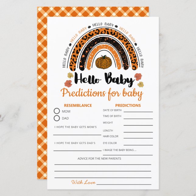Lámina Hola Bebé Calabaza Género Predicción neutral (Anverso / Reverso)