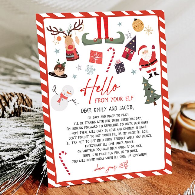 Lámina Hola de Elf Arrival Carta Estoy de vuelta Navidade (Subido por el creador)