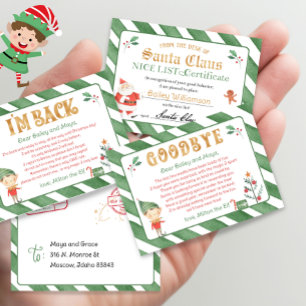 Lámina Hola Elf Goodbye Elf Nice Certificate North Pole