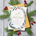 Lámina Holiday Winterberry Christmas Party Budget<br><div class="desc">Kick off the holiday season with this festive holiday party invitation! The design features "Oh, what fun!" in beautiful gold script lettering, with your party details below in simple typography. The text is framed by a hand-painted wreath of fir, pine, winterberry, holiday holly, and lush greenery. These cards reverse to...</div>