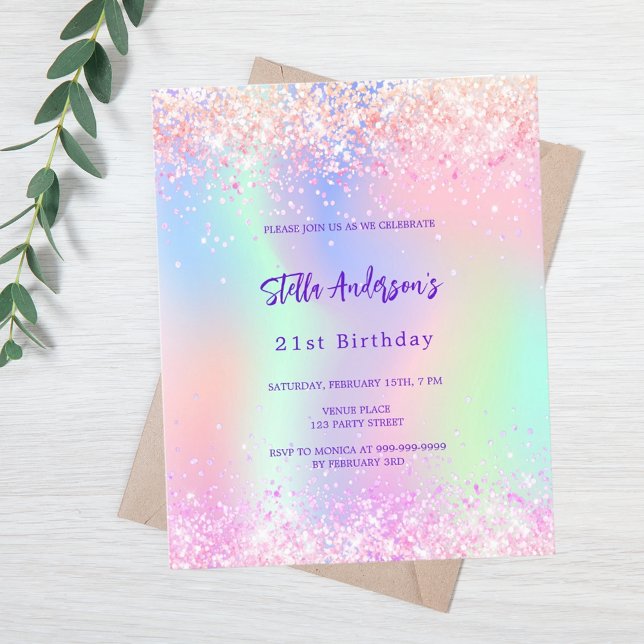 Lámina Holografía rosa invitación al presupuesto para 21  (Subido por el creador)