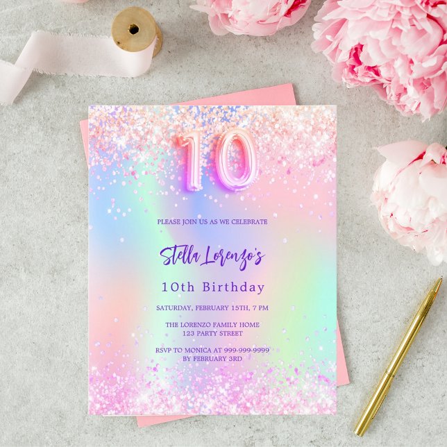 Lámina Holografía rosa invitación al presupuesto por 10 a (Subido por el creador)