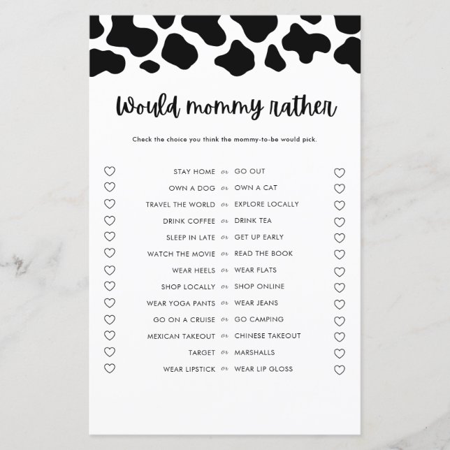 Lámina Holy Cow Baby Shower mordía más bien el juego (Anverso)