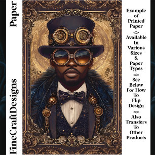 Lámina Hombre Afroamericano Steampunk CM6 Papel para Scra