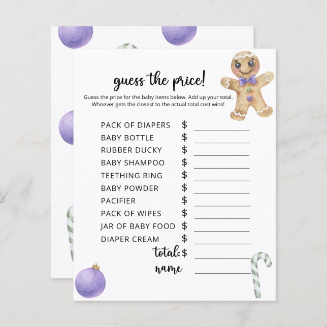 Lámina Hombre de pan de jengibre - Juego de adivinanzas d (Anverso / Reverso)