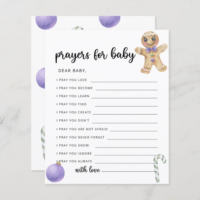 Lámina Hombre de pan de jengibre - oraciones para el bebé (Anverso / Reverso)