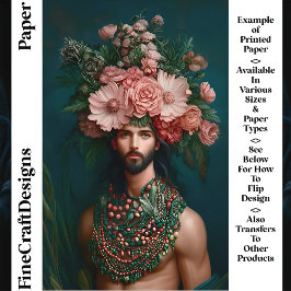 Lámina Hombre, Flores, Berries, Papel para la artesanía C