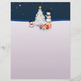 Lámina Hombres de nieve con árbol de Navidad