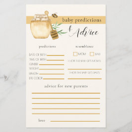 Lámina Honey Bee Baby Shower Prediction Game