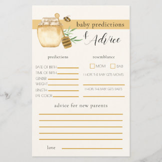 Lámina Honey Bee Baby Shower Prediction Game