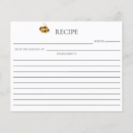 Lámina Honey Bee Bridal Shower Double Sided Recipe Card