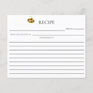 Lámina Honey Bee Bridal Shower Double Sided Recipe Card