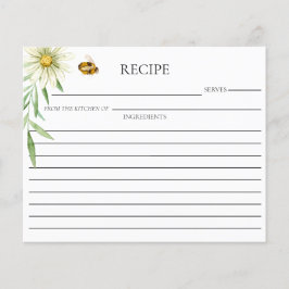 Lámina Honey Bee Bridal Shower Double Sided Recipe Card