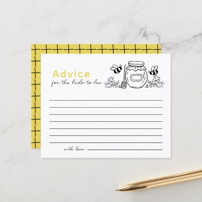 Lámina Honey Jar & Bees Bridal Shower White Advice Card (Anverso/Reverso In Situ)