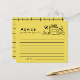 Lámina Honey Jar & Bees Yellow Baby Shower Advice Card