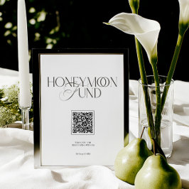 Lámina Honeymoon Fund Elegant Black & White Wedding Sign