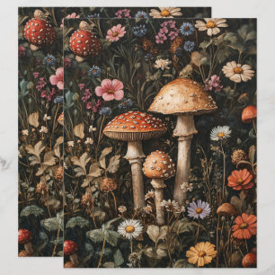 Lámina Hongos caprichosos y papel de cuadernillo de flore