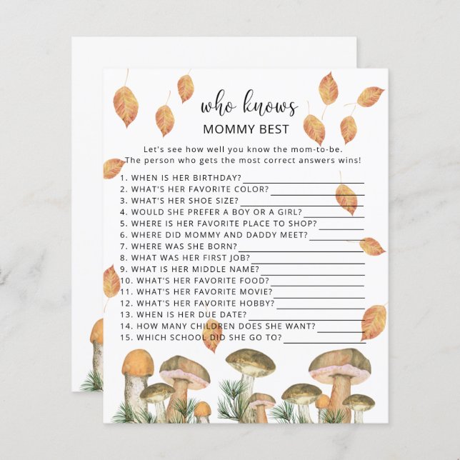 Lámina Hongos forestales - Quién conoce mejor a mamá (Anverso / Reverso)