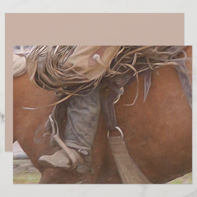 Lámina Horse Brown Western Rodeo Cowboy (Anverso / Reverso)