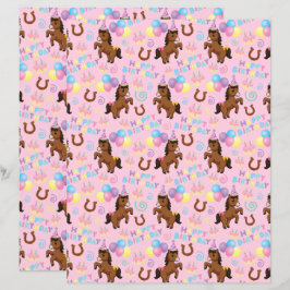 Lámina Horse Scrapbook Paper in Pink