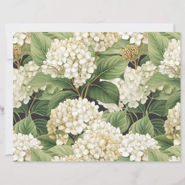 Lámina Hortensia flores acuarela boho retro (Anverso)