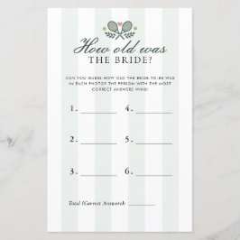 Lámina How Old Was Bride Perfect Match Bridal Shower Game