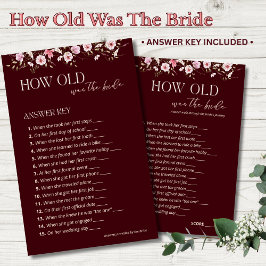 Lámina How Old Was the Bride Answer Key | Burgundy Floral