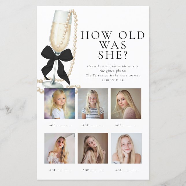 Lámina How old was the Bride Bridal Shower Game (Anverso)