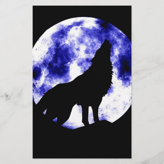 Lámina Howling Wolf en la luna (Anverso)