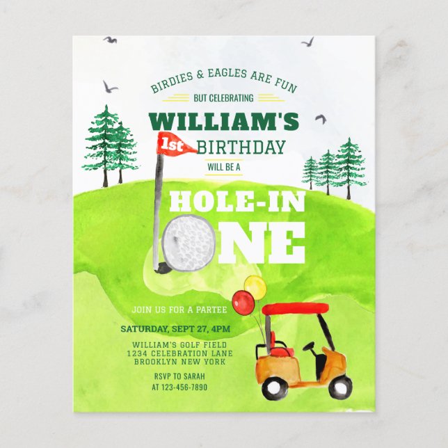 Lámina Hoyo en un golf Par-tee Invitación de cumpleaños (Anverso)