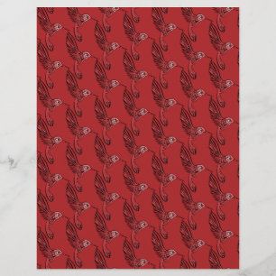 Lámina Hummingbirds Rojo y Negro II Papel de cuadernillo