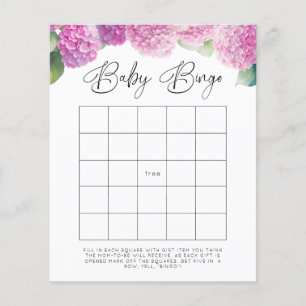 Lámina Hydrangea Baby Shower Baby Bingo Juego
