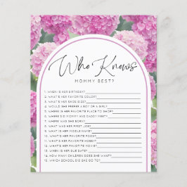 Lámina Hydrangea Baby Shower que conoce a mamá juegos