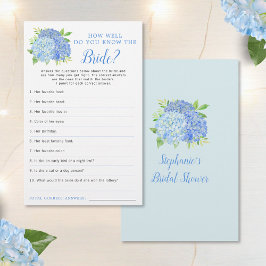 Lámina Hydrangea Blue Floral Bridal Shower Game