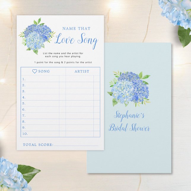 Lámina Hydrangea Blue Floral Bridal Shower Love Song Game (Subido por el creador)