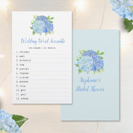 Lámina Hydrangea Blue Floral Bridal Shower Word Juego de