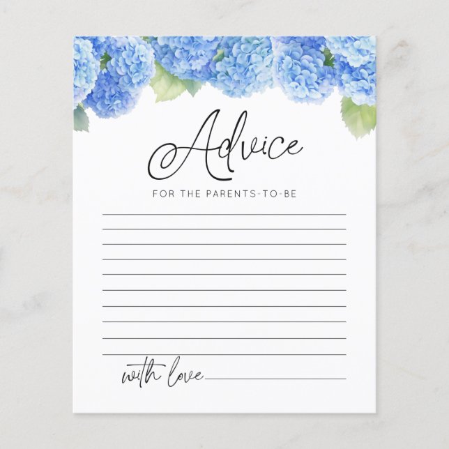 Lámina Hydrangea Blue Flowers Consejos a los padres Baby  (Anverso)