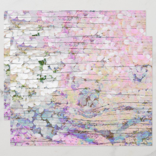 Lámina Hydrangea Floral Pink Country Vintood (Anverso / Reverso)