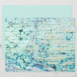 Lámina Hydrangea Floral Verde azulado País Vintage Madera