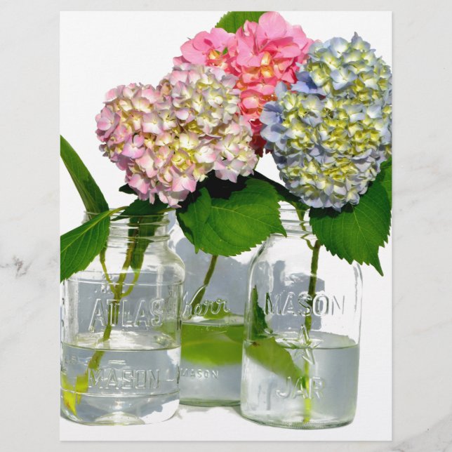 Lámina Hydrangeas y Mason jar (Anverso)