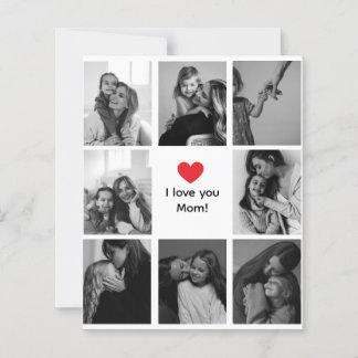 Lámina I Love You Mom Photo Collage Card