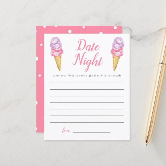 Lámina Ice Cream Bridal Shower Date Ideas Noche (Anverso/Reverso In Situ)