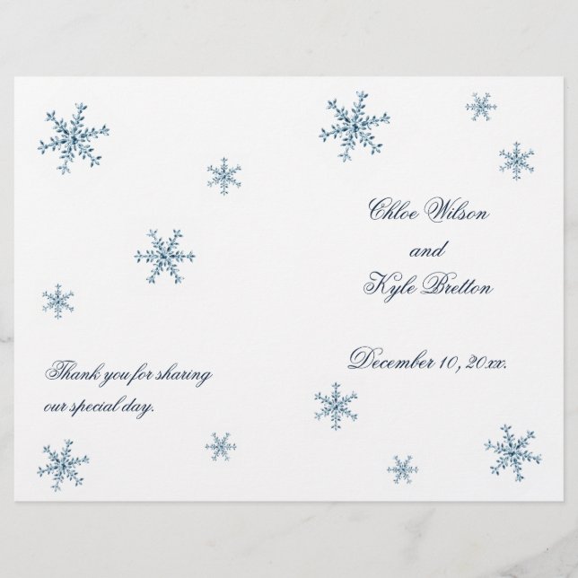 Lámina Icy Winter Snowflake Wedding Program (Anverso)